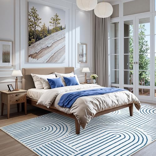 Lahome Abstract Blue 6x9 Area Rugs, Soft Washable Rugs - Image 6