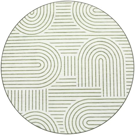 ROYHOME Modern 6ft Round Washable Rug - Image 4