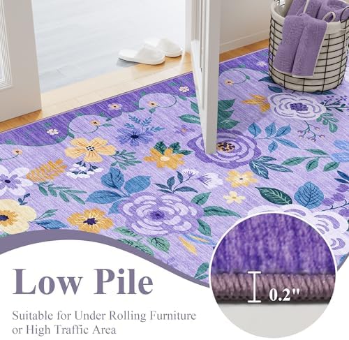 DUKINO 2x10 Runner Rug, Floral Washable Kitchen Runner Rug Non Slip - Image 6