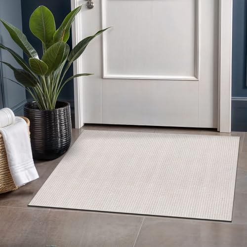 Beverly Rug Easy Jute Off White Entry Rug 2x3 Solid Washable Durable Outdoor - Image 6