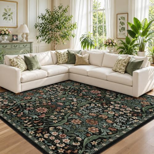 8x8 Square Rug Floral Washable Rug - Image 2