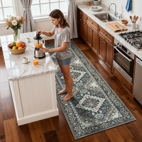Lessymo Runner Rug 2.6 x 8 for Hallway, Washable Entryway Rugs Black Brown - Image 3