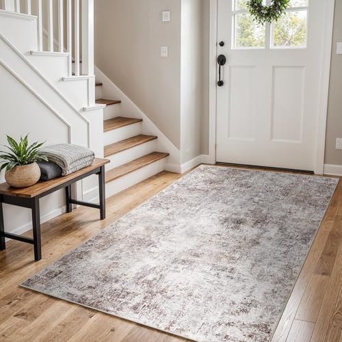 3x6 Washable Runner Rug: Modern Abstract Carpet by Puino