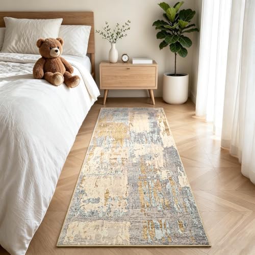 Toneed Washable 2x6 Non-Slip Abstract Runner Rug - Image 3