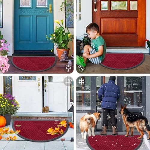 Smiry Half Circle Front Door Mat Outside Entrance, Rubber Doormat - Image 7
