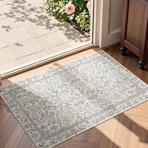 jinchan 2x3 Washable Entryway Area Rug, Floral Non-Slip by JINCHAN