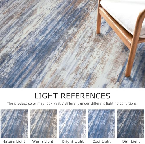 KOZYFLY Modern Runners for Hallways 2x6 Blue Rust Washable Runner Rug - Image 4