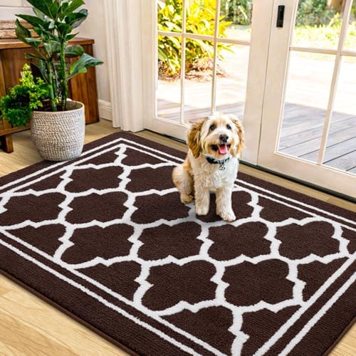 Buganda Indoor Door Mat, Dirt Resistant Doormat, Dark Brown by Buganda