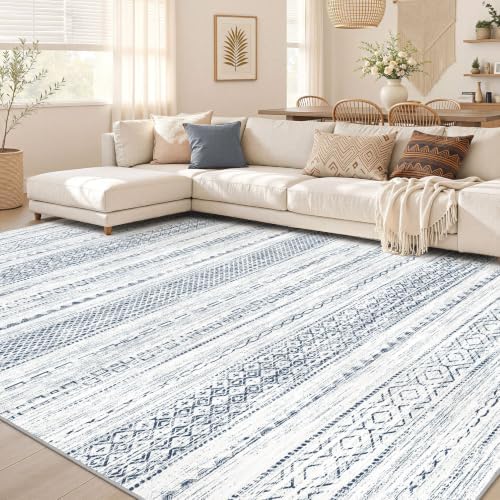 Nakagishi 6x9 Area Rugs Living Room: Washable Boho Large Neutral Soft Farmhouse by NakagishiAreaRug