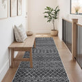 Moroccan 2'6"x8' Hallway Runner Rug: Washable Non Slip Soft Rugs Black by BYYVOORugsforYourHome