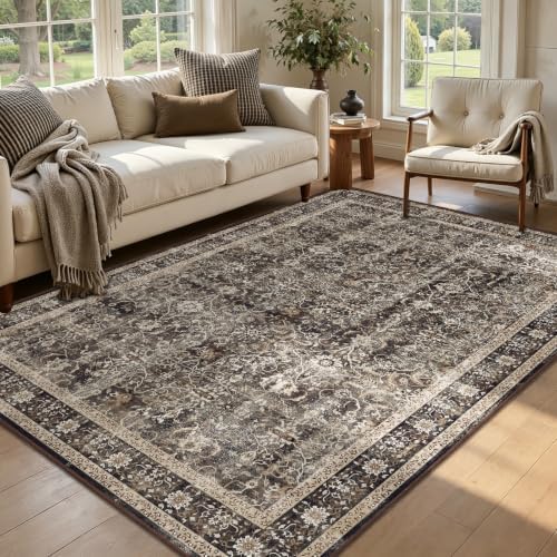 Washable Area Rug 5'x8' Living Room, Vintage MCM by Jainmy