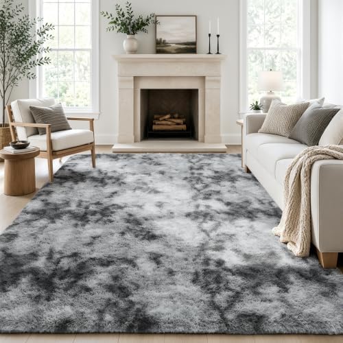Ophanie Tie-Dyed Grey Area Rugs 6x9 by Ophanie