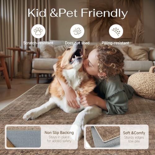 HUGEAR Classic Brown 2x3 Neutral Area Rugs - Image 5