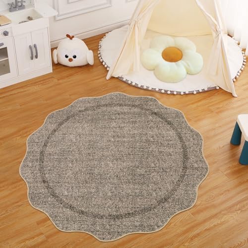 GarveeHome Scalloped Round Washable Rug, Soft Modern Round Rugs 5ft - Image 7