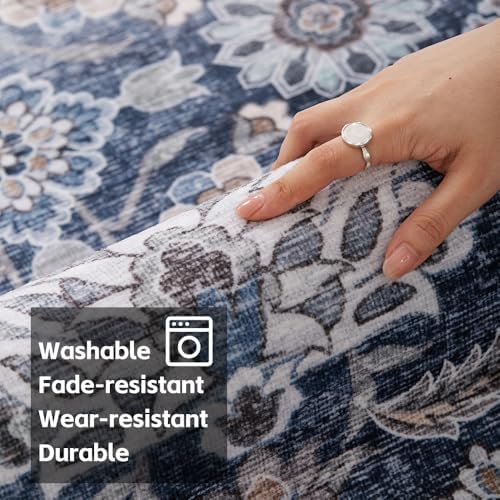 9x12 Grey Blue Washable Area Rug - Image 5