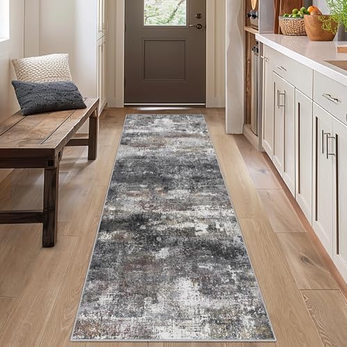 BEIMO 2x8 Runner Rug for Hallway, Dark Grey Washable Abstract Non Slip Rug - Image 4