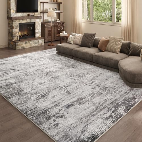 9x12 Black Gray Washable Area Rug by Unknown