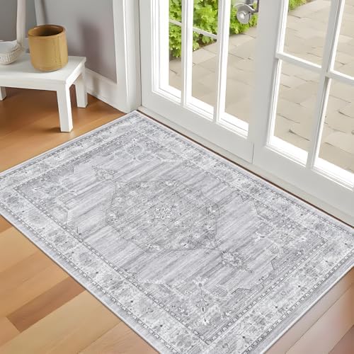 Washable Area Rugs 2x3 Entryway: Soft Ultra Thin Low Pile Mat Machine Washable - Image 3