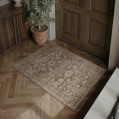 HUGEAR Brown Area Rugs 2x3 Entryway Washable Rug Carpet - Image 2