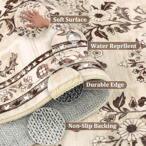 Yamaziot 2x10 Washable Hallway Runner Rug Non Slip Floral Carpet - Image 4