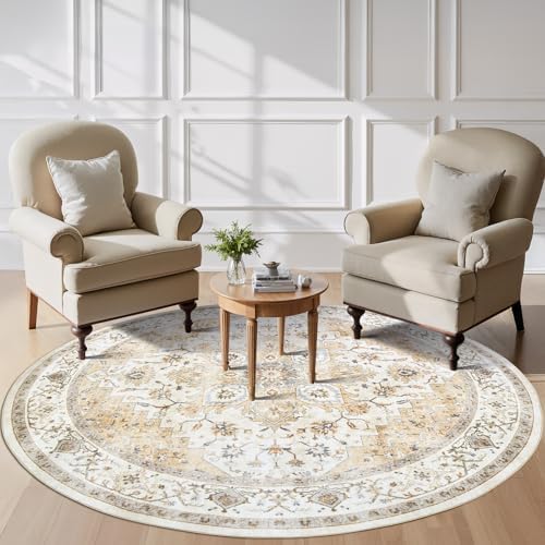 Amada Round 6x6 Washable Area Rug by AMADAHOMEFURNISHING