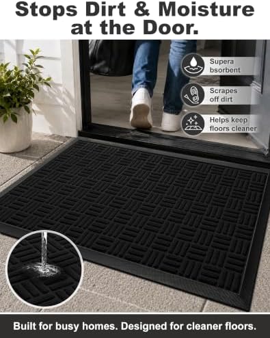 Mibao Front Door Mat Outdoor Entrance, Waterproof Dirt Trapper Doormat - Image 3