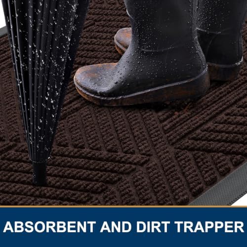 Smiry Front Door Mat Outside Entrance, Low Profile Rubber Doormat - Image 3