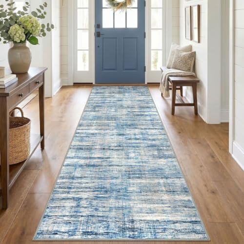 KOZYFLY 3x10 Runner Rug for Hallway Modern Washable Kitchen Rug Blue Beige by KOZYFLY