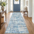 KOZYFLY 3x10 Runner Rug for Hallway Modern Washable Kitchen Rug Blue Beige by KOZYFLY