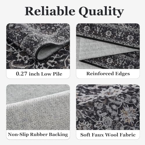 Dark 4x6 Washable Rug, Small Area Rugs Non Slip - Image 5