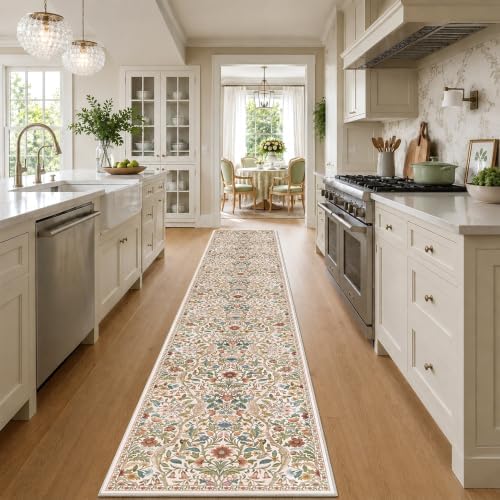 2x12 Floral Runner Rug for Hallway Washable Kitchen Runner Rug - Image 3