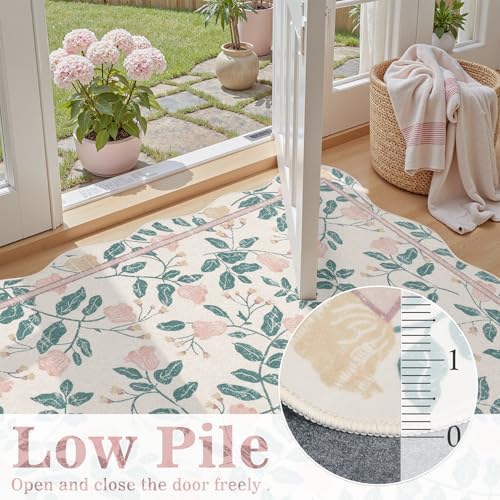 DCX Pink Botanical 5x7 Rug, Machine Washable Non Slip Stain Resistant Carpet - Image 4