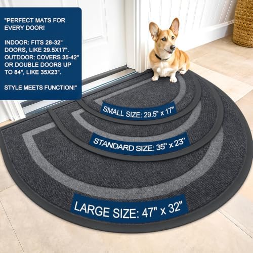 OLANLY Half Circle Front Door Mat Outside 47x32 All-Season Rubber Doormat - Image 2
