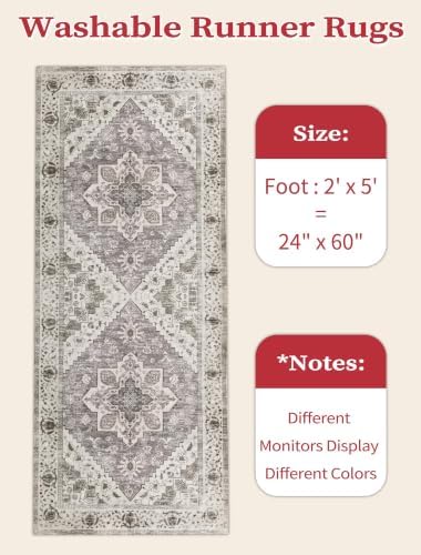 SERISSA 2x5 Washable Non Slip Boho Runner Rug - Image 2