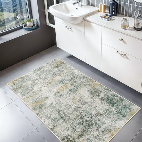 2x3 Runner Rug Washable Abstract: Soft Low Pile Carpet - Image 2