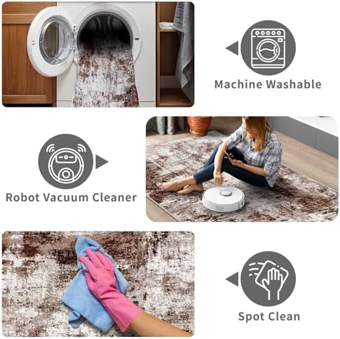 2x8 Washable Runner Rugs for Hallway: Easy-to-Clean Abstract Runners for - Image 4