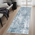 Soalmost Abstratc Runner Rug 2x5 Washable Kitchen Entry Runners Blue/Grey by Soalmost
