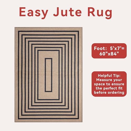 Tangsoo Easy Jute 5x7 Washable Outdoor Rug - Image 3