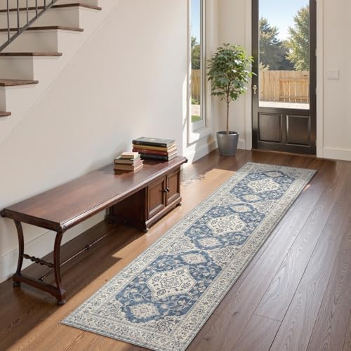 Lahome Oriental Hallway Runner Rug, 2.5x10 Blue Washable Runner Non Slip - Image 4