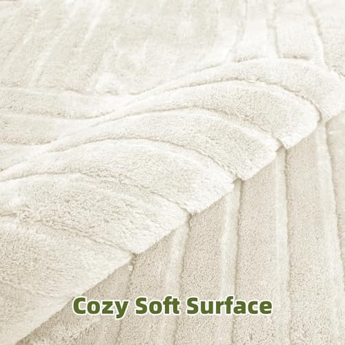 Beige Solid Area Rug 9x12 Large Washable Soft Rugs - Image 3