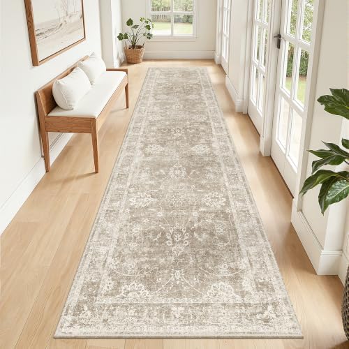 Madane Rug Runner for Hallway 2.5x10, Washable Kitchen Runner Rug Brown/Sand - Image 3