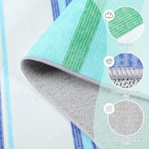 Area Rug 4x6 Blue Rug Washable Rugs Non Slip Low Pile Small Carpet - Image 7