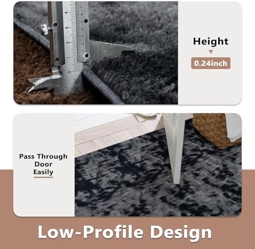 2x8 Tie-dye Dark Grey Runner Rug Non-Slip Washable - Image 6