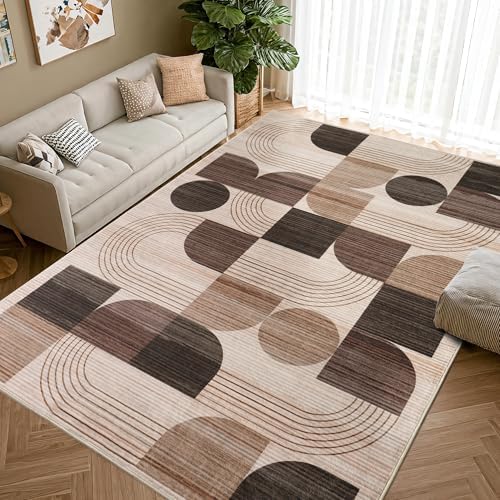 Soft Modern Geometric Abstract Machine Washable Large 8x10 Area Rug - Image 6