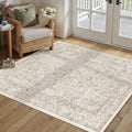 PureCozy Light Brown Small Area Rug 4x5 Vintage Floral by PureCozy