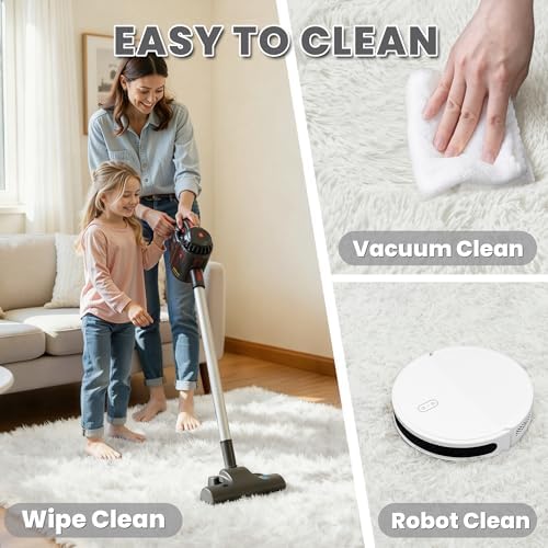 8x10 White Fluffy Fuzzy Shag Area Rug - Image 4