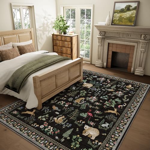 Washable Area Rugs for Living Room: 5x7 Bedroom Rug Vintage Rugs Stain - Image 2
