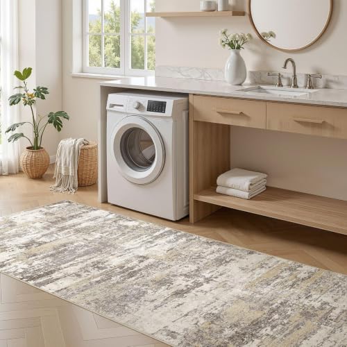 3x10 Runner Rug, Abstract Washable Hallway Rugs - Image 4