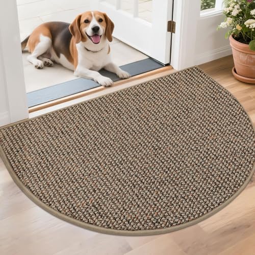 BEQHAUSE Dirt Trapper Door Mat 26" x 40" Half Circle Non Slip Rugs by BEQHAUSE