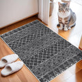 2x3 Entryway Small Area Rug: Washable Moroccan Geometric Door Mat Black by BYYVOORugsforYourHome